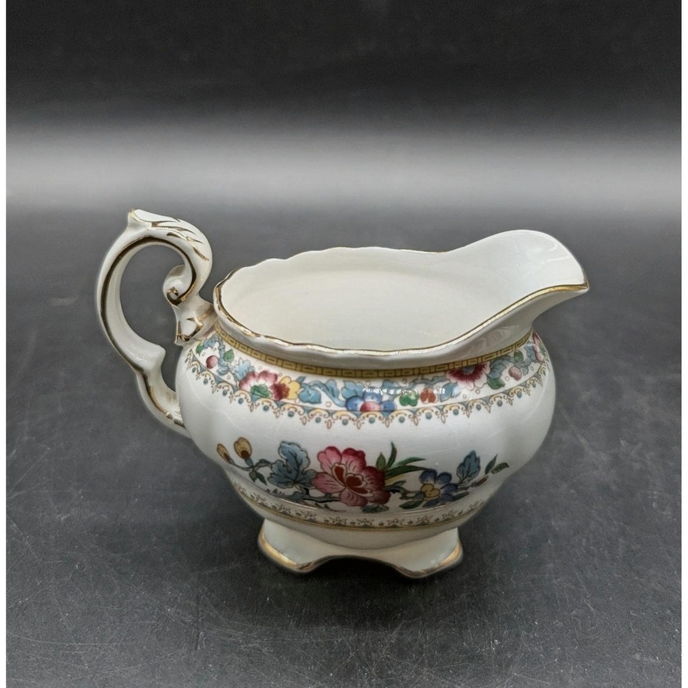 Coalport Ming Rose Floral Footed Creamer Gold Trim Made in England Vintage 3"